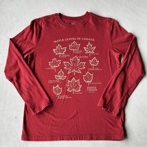 Roots ~ Maple Leaves of Canada ~ Long Sleeve Tee ~ Kids Size XL 11-12